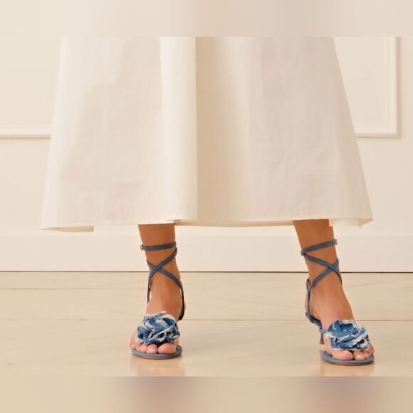 $495 Stuart Weitzman Belize 50 Stappy Sandal In Denim 7B - Picture 2 of 10